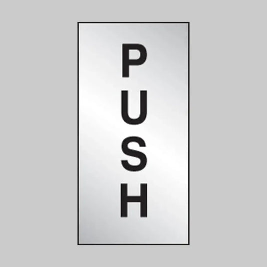 Push 35x70mm engraved aluminium effect pvc c/w sav backing