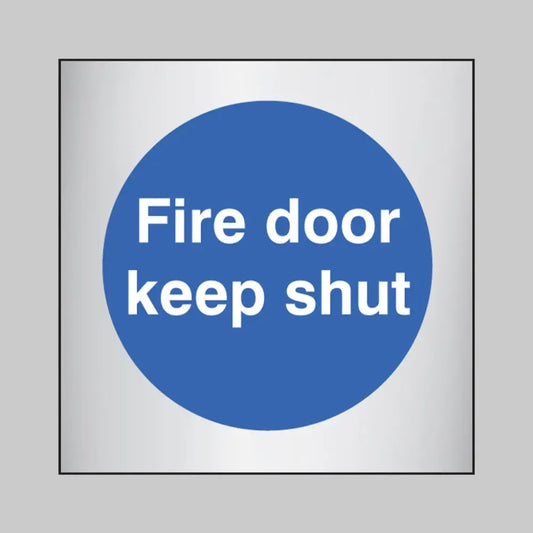 Fire door keep shut 70x70mm aluminium adhesive backed