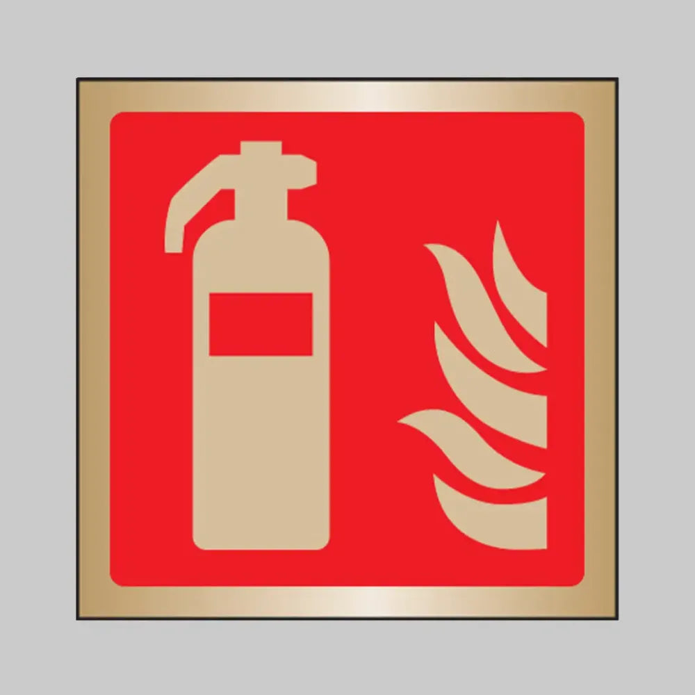 Extinguisher symbol 175x175mm brass adhesive backed