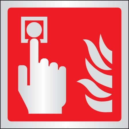 59105 Call point symbol 175x175mm aluminium  (175x175mm) Safety Sign