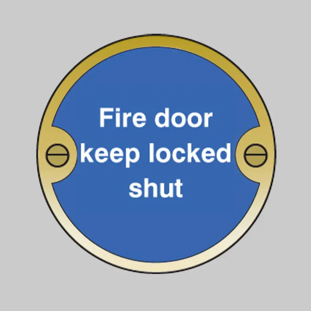 Fire door keep locked shut 76mm dia brass pre-drilled c/w fixings