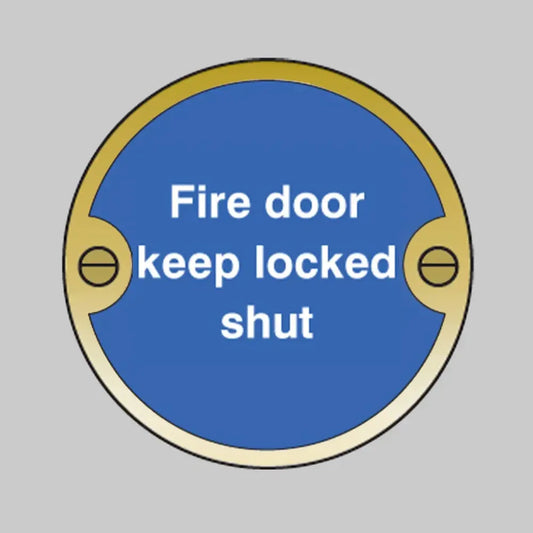 Fire door keep locked shut 76mm dia brass pre-drilled c/w fixings