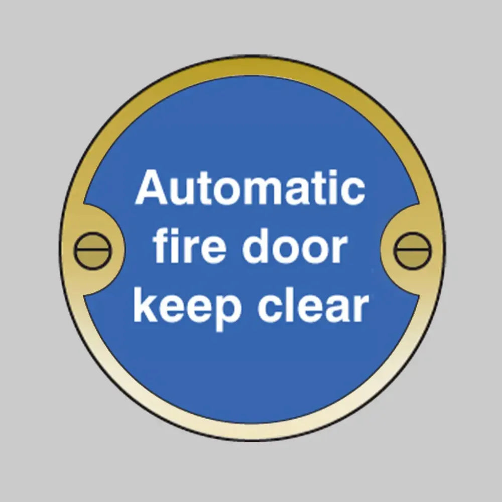 Automatic fire door keep clear 76mm dia brass  pre-drilled c/w fixings