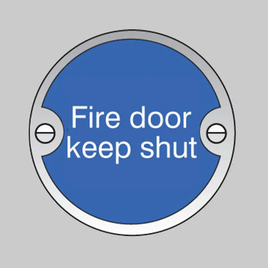 Fire door keep shut 76mm dia aluminium pre-drilled c/w fixings
