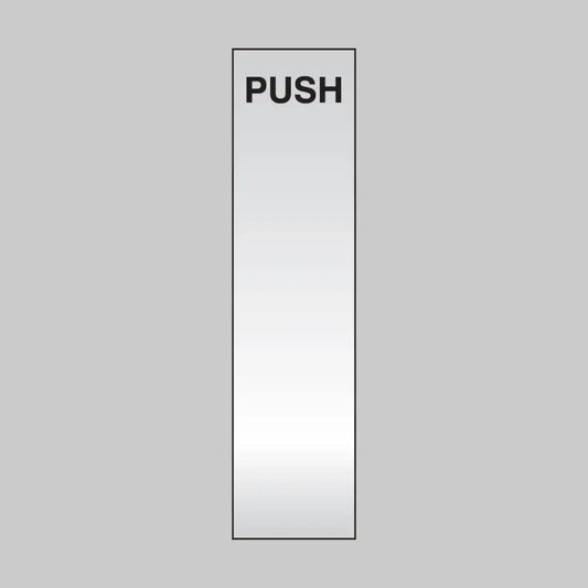 Push 75x300mm engraved aluminium effect pvc c/w sav backing