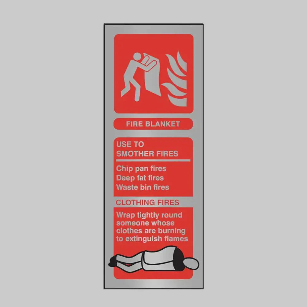 Fire blanket ID anodised aluminium 75x200mm adhesive backed