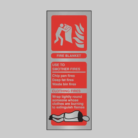 Fire blanket ID anodised aluminium 75x200mm adhesive backed