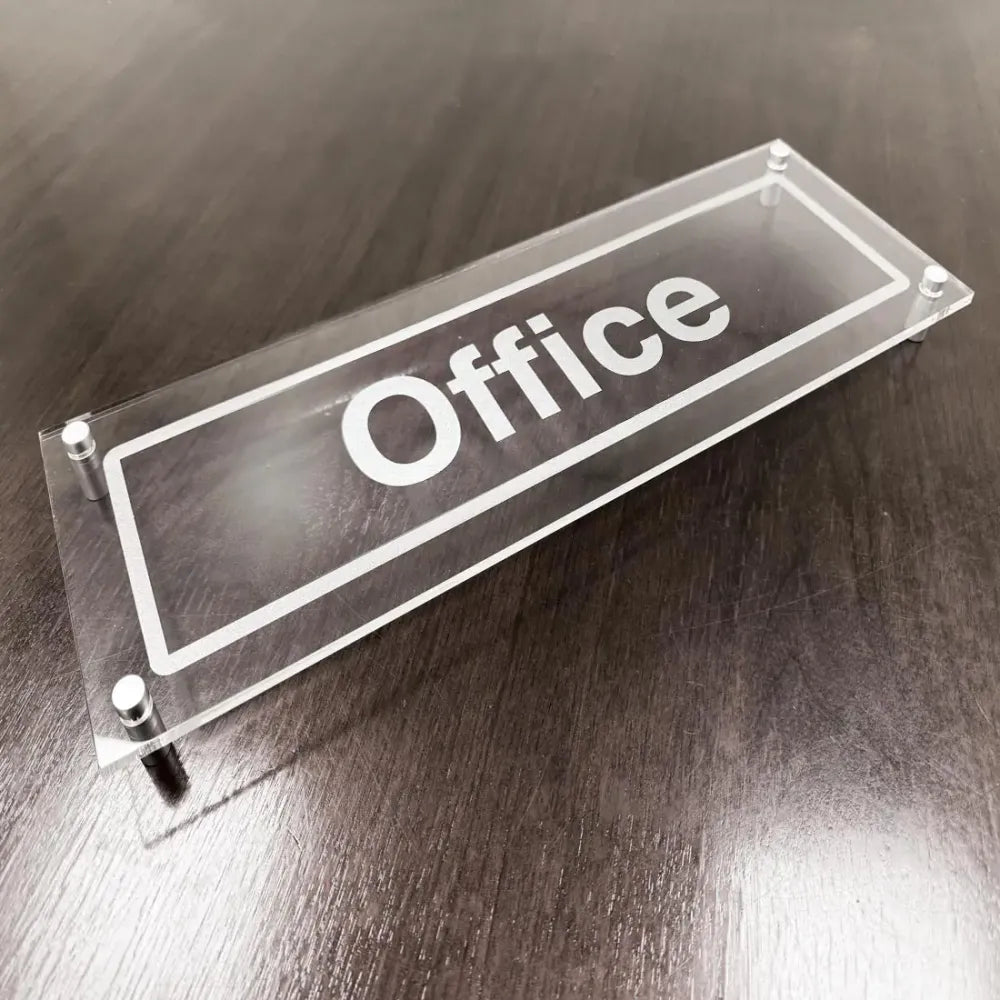 Office visual impact 5mm acrylic sign 450x150mm c/w stand off locators
