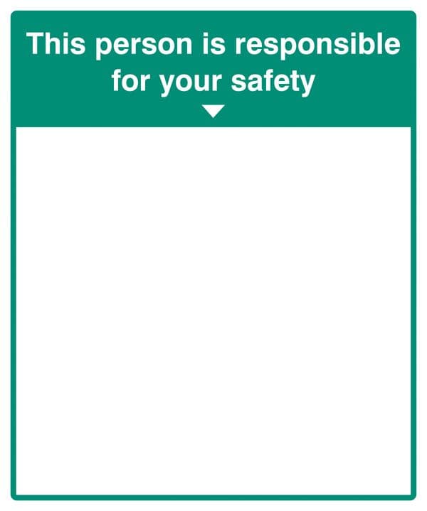 59218 Mirror Message - This person is responsible for your safety  (405x485) Safety Sign