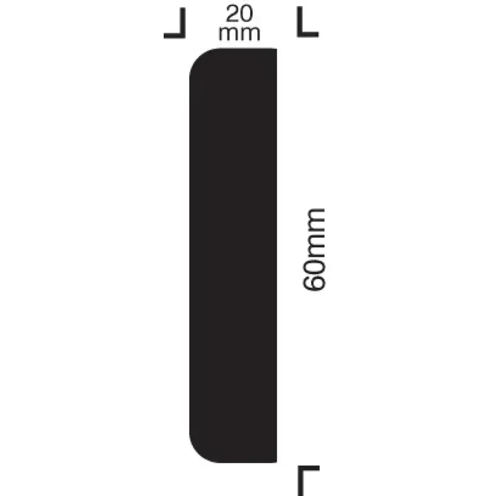 Impact protection rectangle 60/20 self adhesive 1000mm