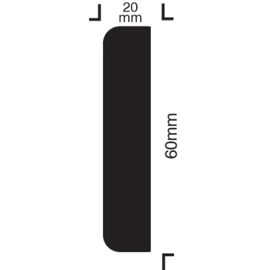 Impact protection rectangle 60/20 self adhesive 1000mm