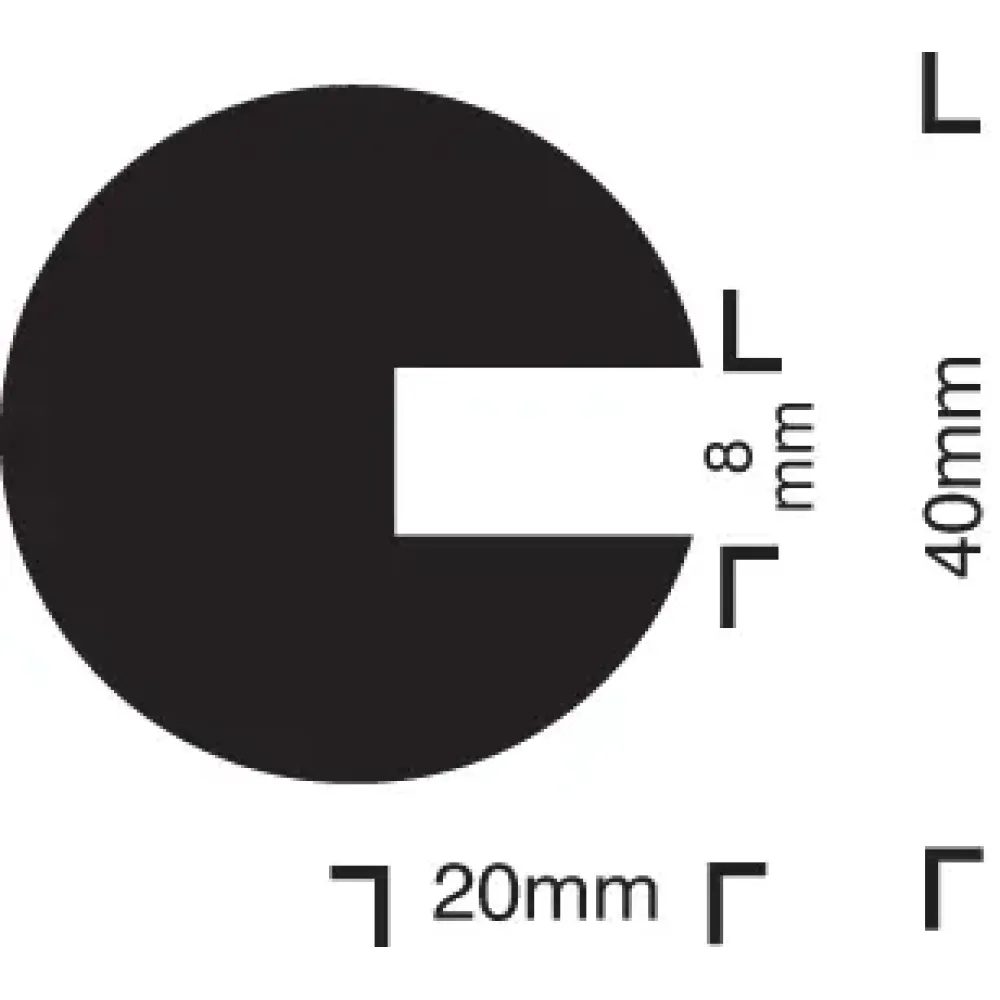 Impact protection semi-circular 40/40/8 push on 1000mm