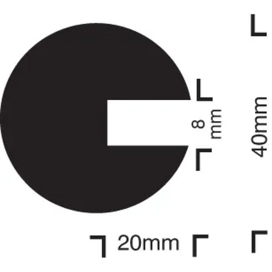 Impact protection semi-circular 40/40/8 push on 1000mm