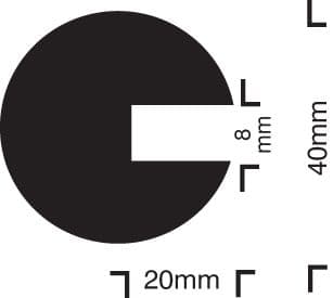 59231 Impact protection semi-circular 40/40/8 push on  (40x40x1000mm) Safety Sign