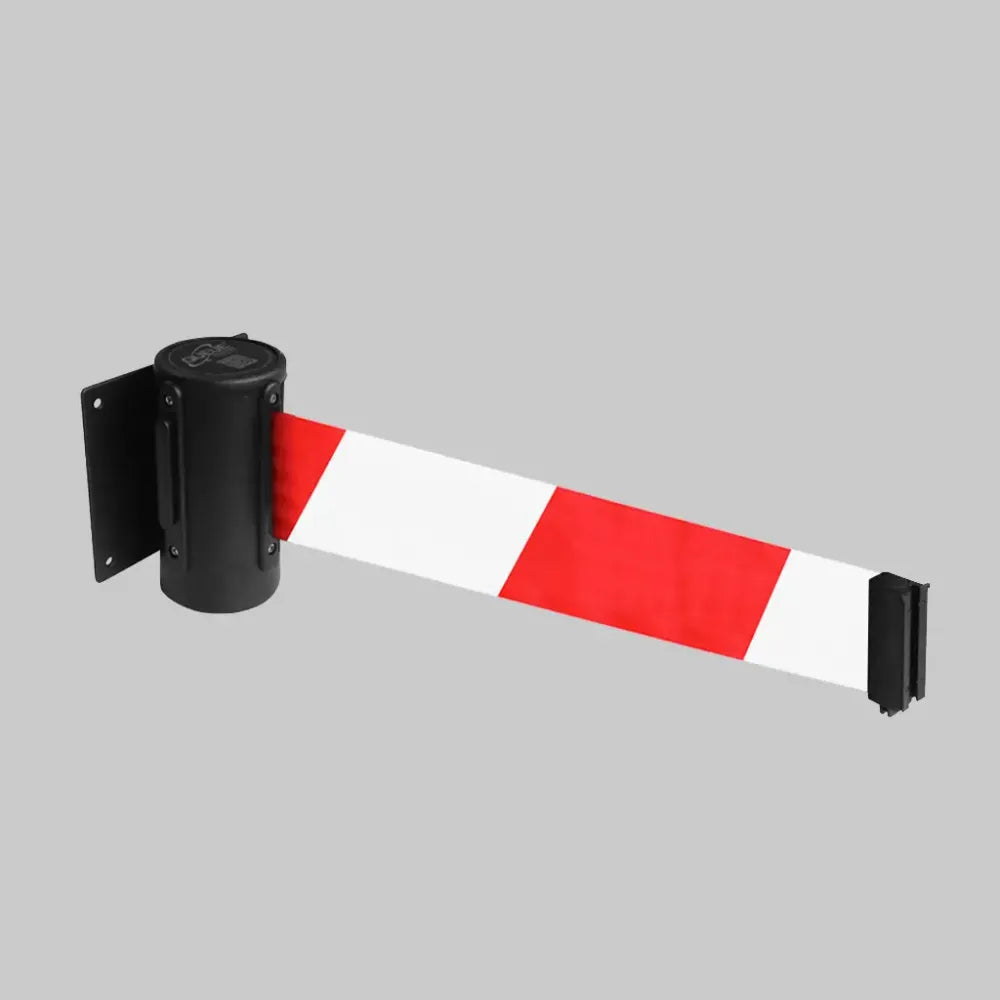 59493 Wall mounted retractable barrier 4.6m red/white webbing 50mm wide c/w screw in wall clip Miscellaneous (115x120x100mm)