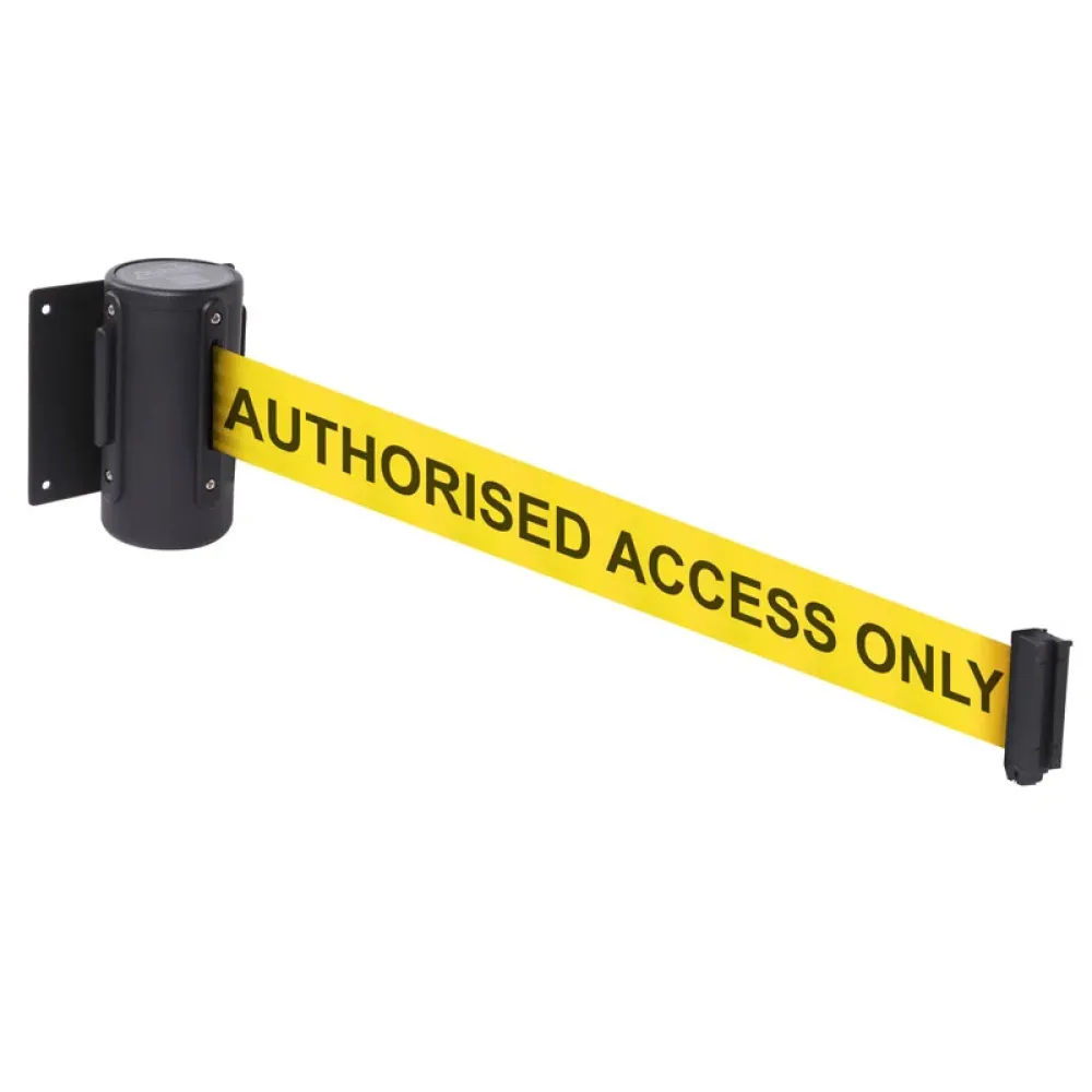 59496 Wall mounted retractable barrier 4.6m 50mm wide c/w screw in wall clip AUTHORISED ACCESS ONLY Miscellaneous (115x120x100mm)