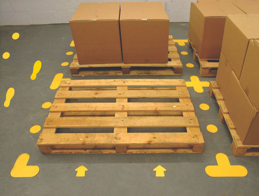 59505 Floor Signal Markers + 300 x 300mm  (Pack of 10) - Yellow Safety Sign
