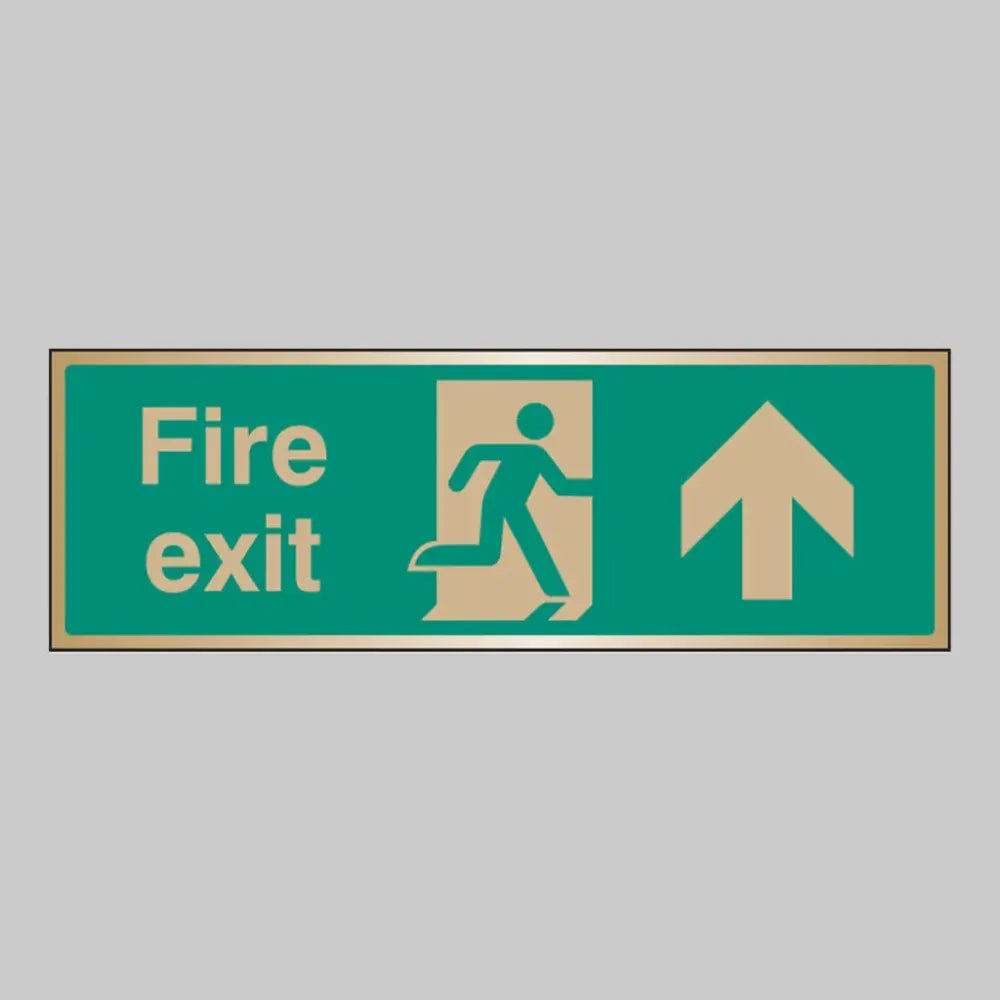 Fire exit arrow ahead brass 300x100mm adhesive backed