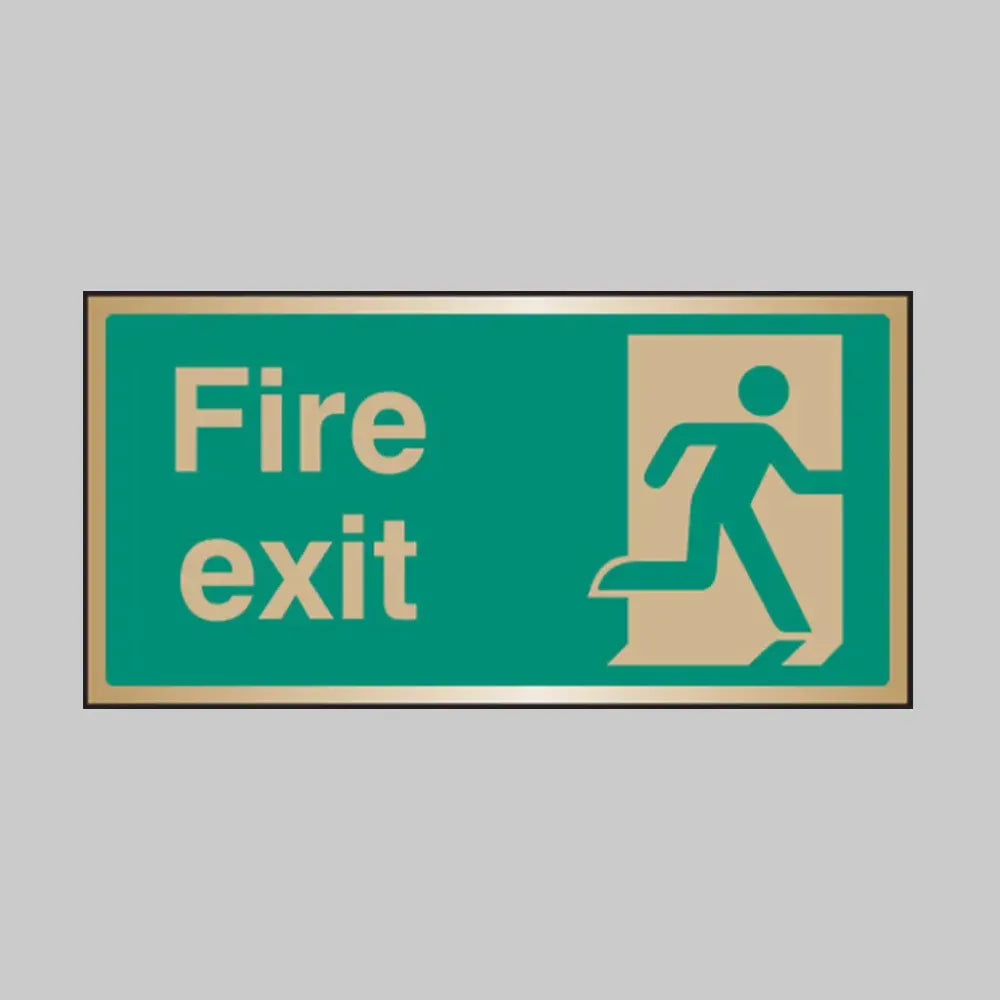 Fire exit brass 200x100mm adhesive backed