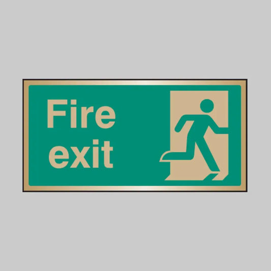 Fire exit brass 200x100mm adhesive backed