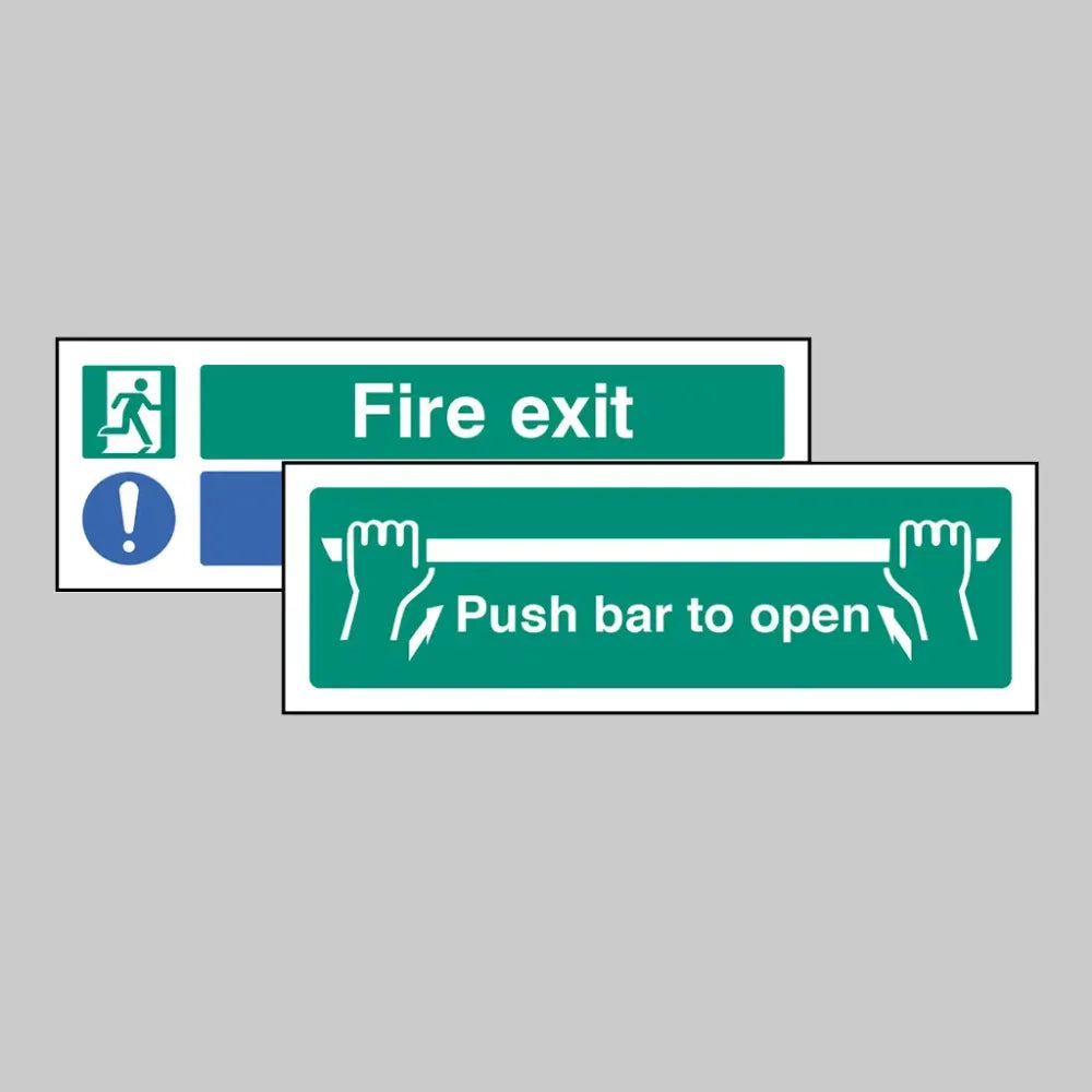 59544 Fire exit Keep Clear/Push bar to open Double sided self adhesive window sticker 300x100mm Miscellaneous