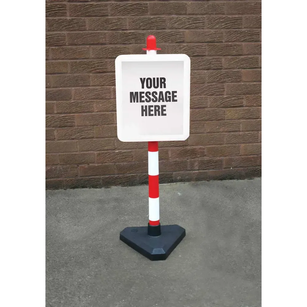 Bespoke sign in 250x300mm white frame on post c/w base
