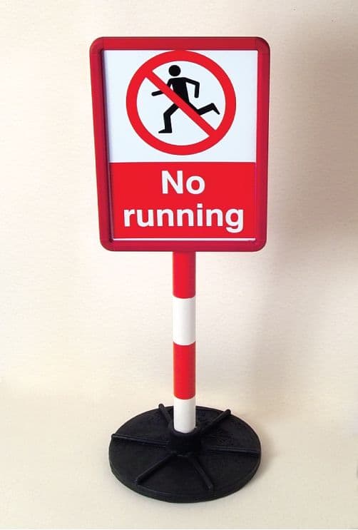 59632 Bespoke sign in yellow frame on post c/w base  (250x300mm) Safety Sign
