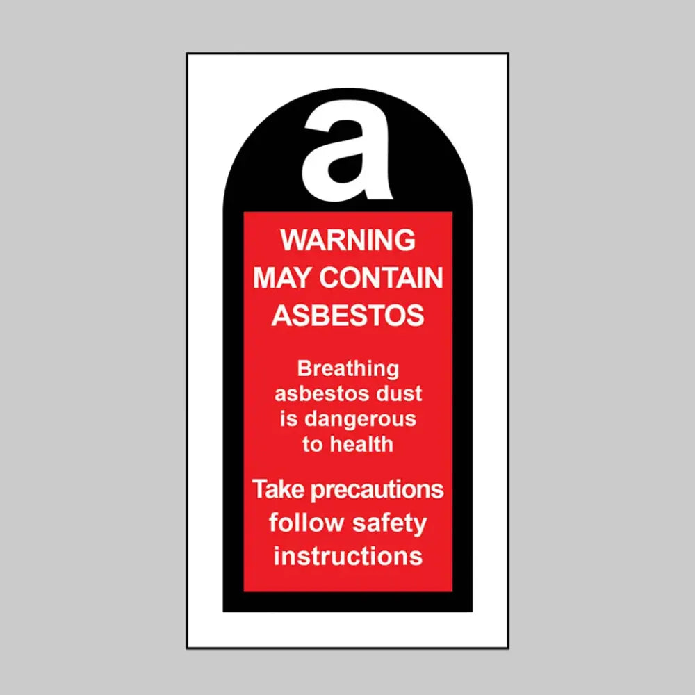 59669 Warning May contain asbestos etc... roll of 100 self adhesive vinyl labels 27x50mm Miscellaneous