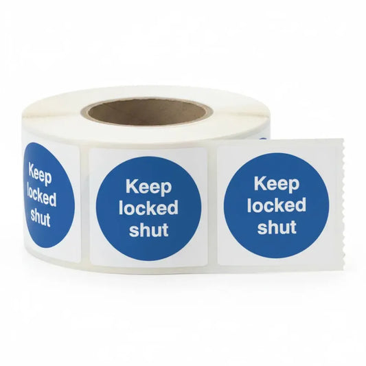 Keep locked shut roll of 100 self adhesive vinyl labels 100x100mm