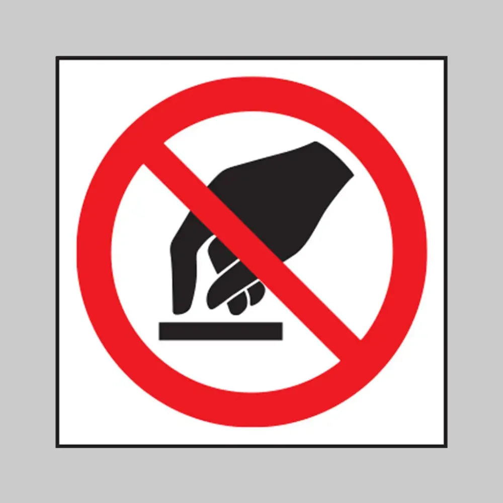 Do not touch symbol roll of 100 self adhesive vinyl labels 50x50mm