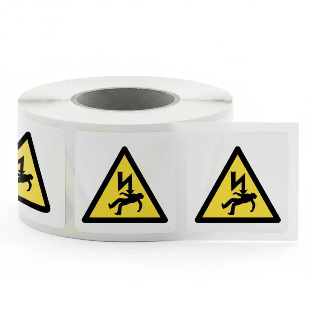 Danger of death roll 100 self adhesive vinyl labels 50x50mm
