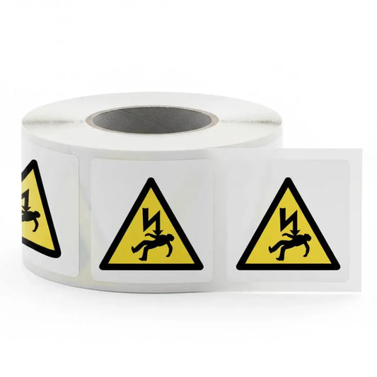 Danger of death roll 100 self adhesive vinyl labels 50x50mm