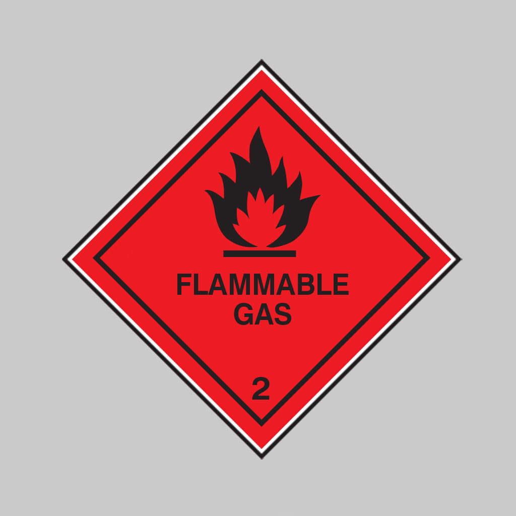 Flammable gas 2 roll of 100 self adhesive vinyl labels 100x100mm
