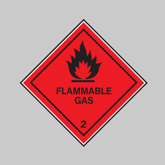 Flammable gas 2 roll of 100 self adhesive vinyl labels 100x100mm