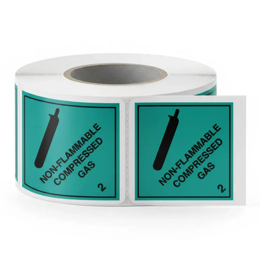 Non-flammable compressed gas 2 roll of 100 self adhesive vinyl labels 100x100mm