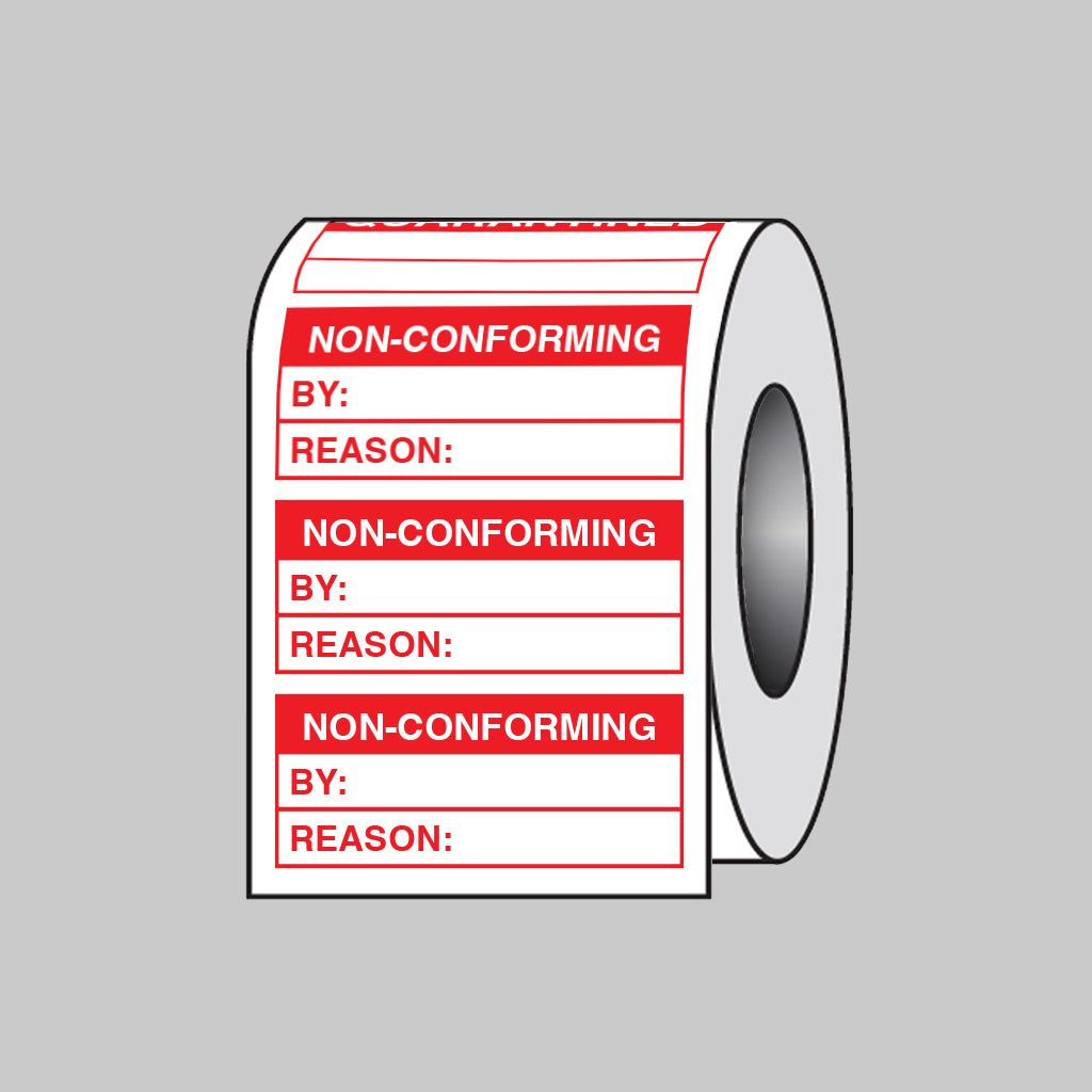 Quality Control Non-Conforming self adhesive paper labels 50x20mm roll of 100