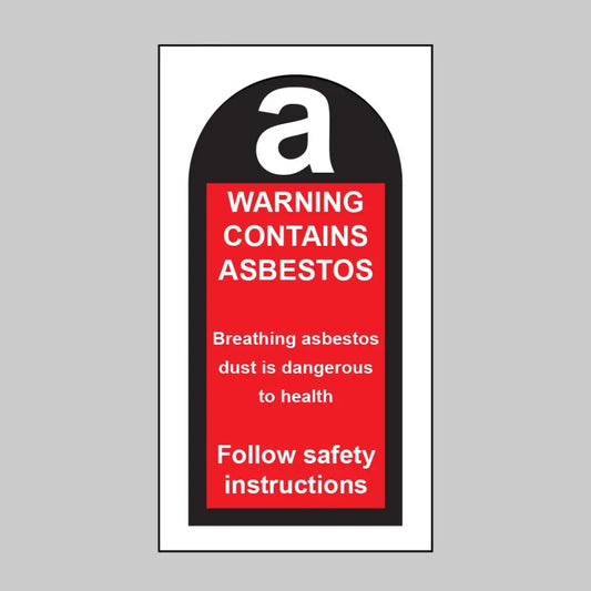 Warning contains asbestos etc...  roll of 100 self adhesive vinyl labels 27x50mm