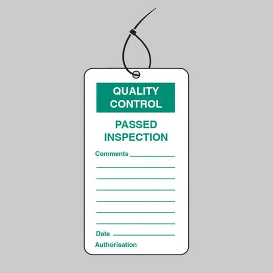 Quality Control Quarantine double sided safety tags 80x150mm c/w cable ties (pack of 10)