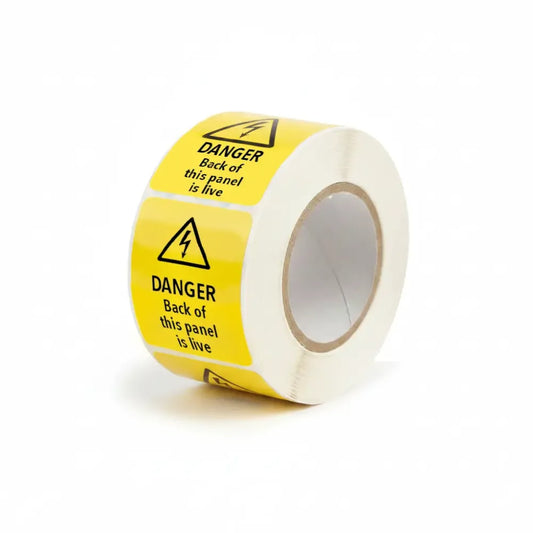 Danger back of this panel is live roll of 100 labels 40x50mm