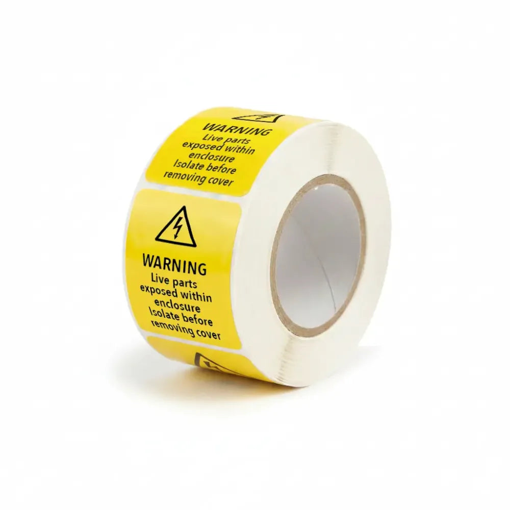 Warning live parts within enclosure roll of 100 labels 40x50mm
