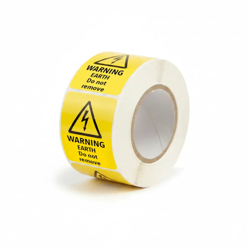 Warning earth do not remove roll of 100 labels 40x50mm