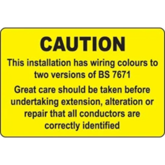 This installation has wiring colours etc  roll of 100 labels 75x50mm