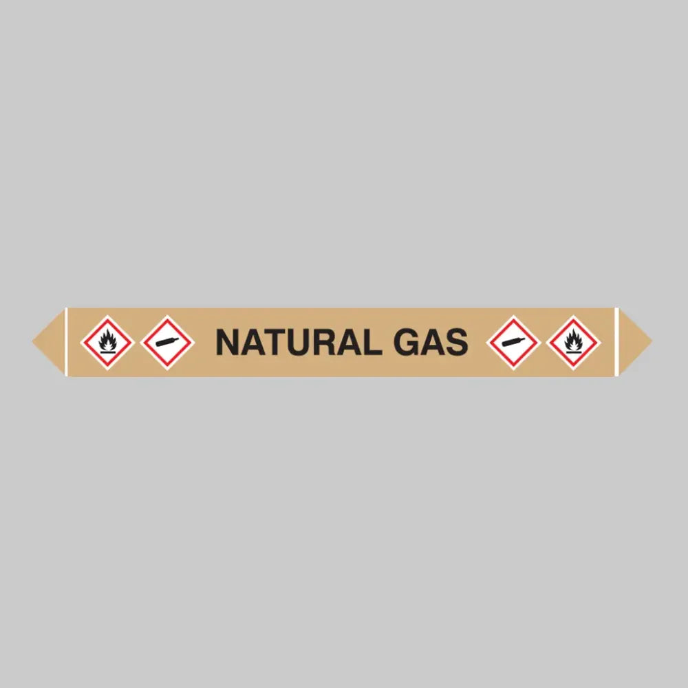 Flow marker pk of 5 natural gas 300x40mm self adhesive vinyl