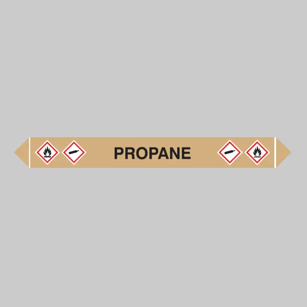 Flow marker pk of 5 propane 300x40mm self adhesive vinyl