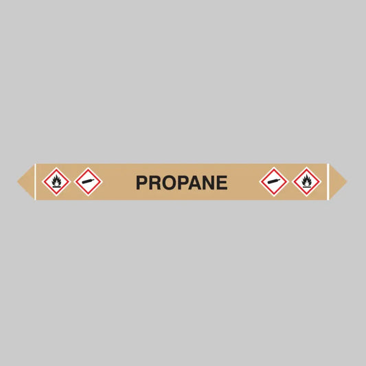 Flow marker pk of 5 propane 300x40mm self adhesive vinyl