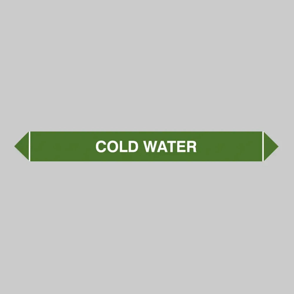 Flow marker Pk of 5 cold water 300x40mm self adhesive vinyl