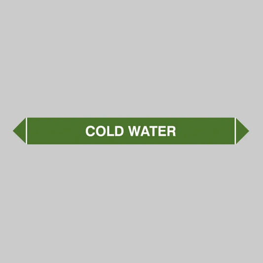 Flow marker Pk of 5 cold water 300x40mm self adhesive vinyl