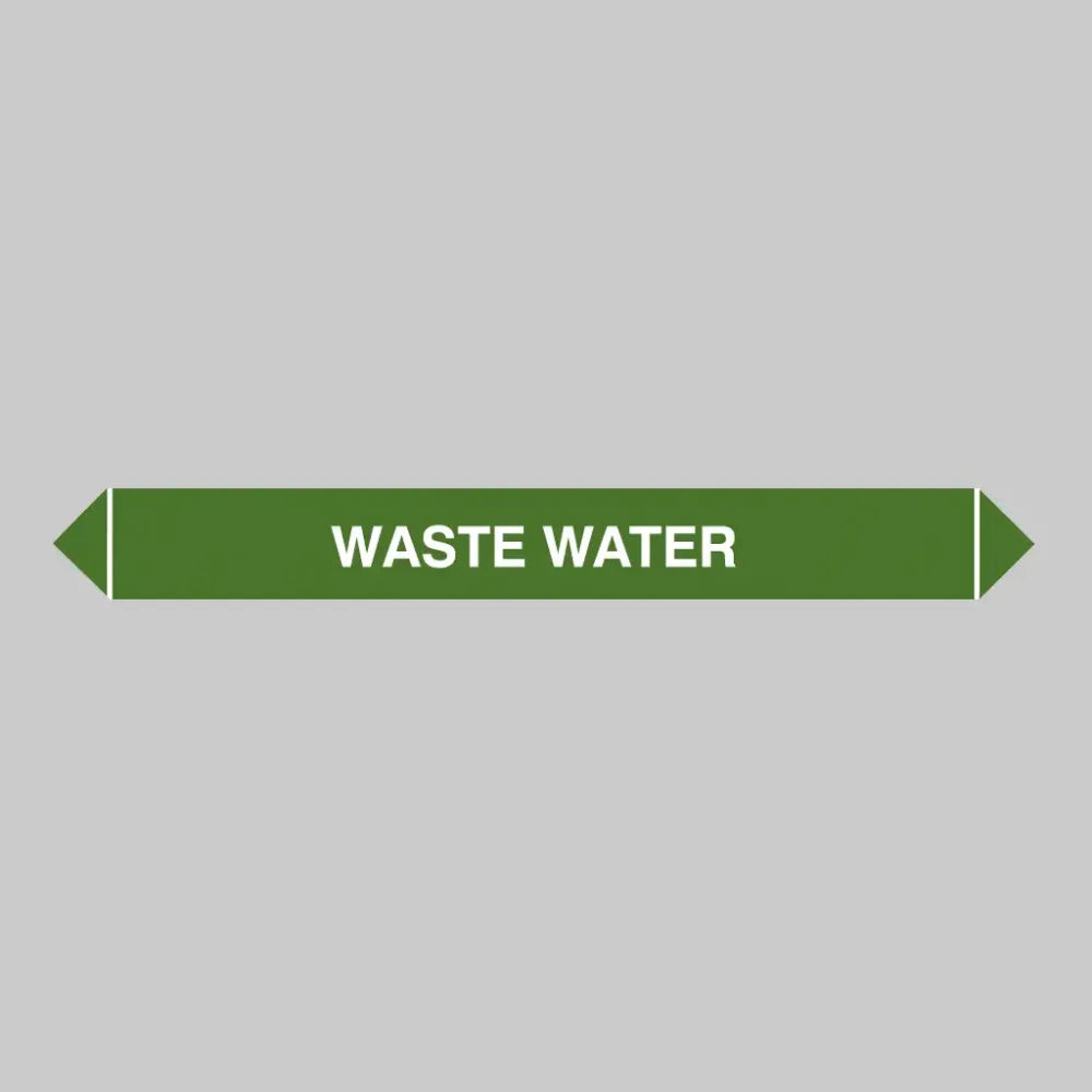 Flow marker Pk of 5 waste water 300x40mm self adhesive vinyl