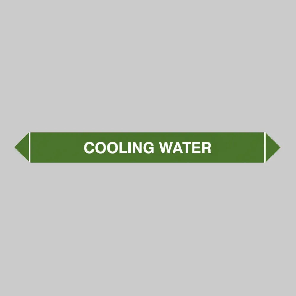 Flow marker Pk of 5 cooling water 300x40mm self adhesive vinyl
