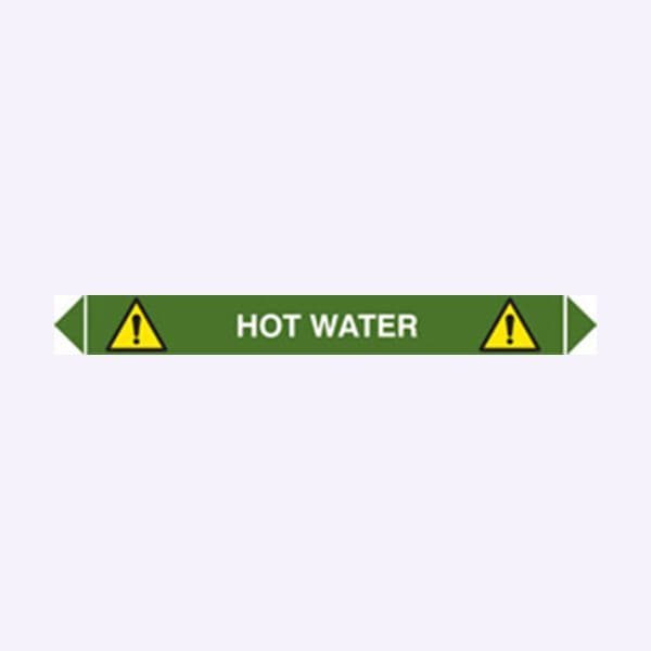 59927 Flow marker Pk of 5 hot water  (300x40mm) Safety Sign